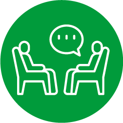 People talking sitting down icon