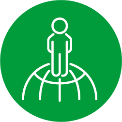 Person standing on globe icon